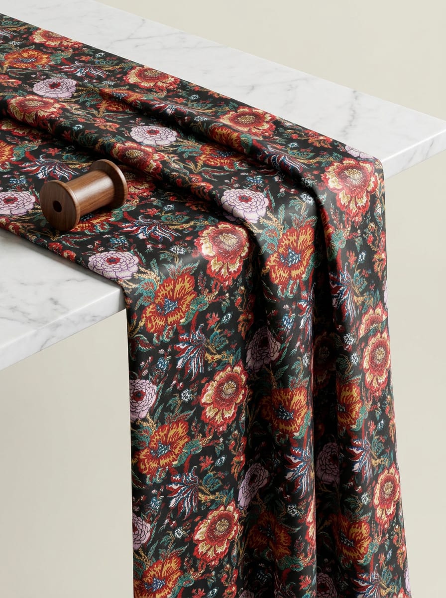 Beige / Cream Neutral Japan Satin Printed Fabric by the Meter — FAB VOGUE Studio
