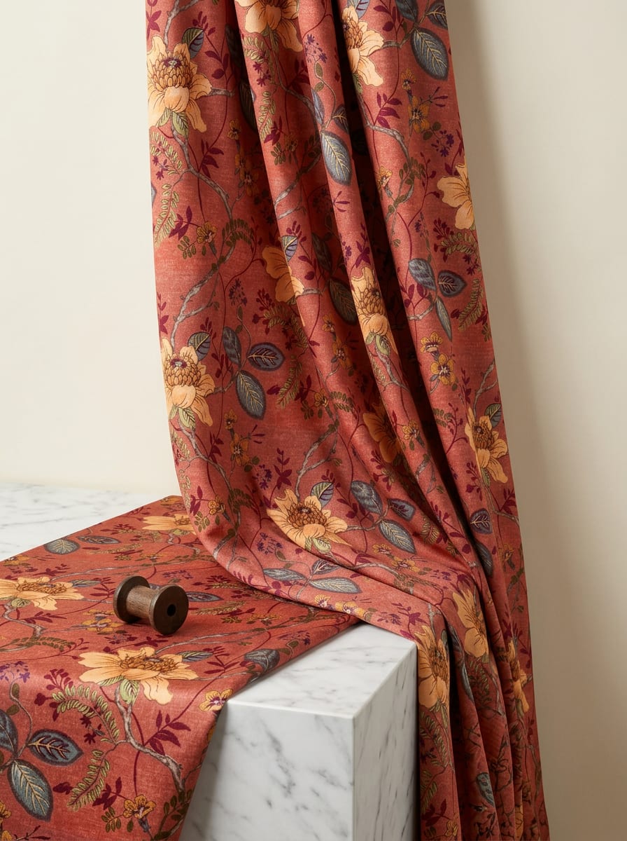 Mustard Yellow Japan Satin Printed Fabric by the Meter — FAB VOGUE Studio