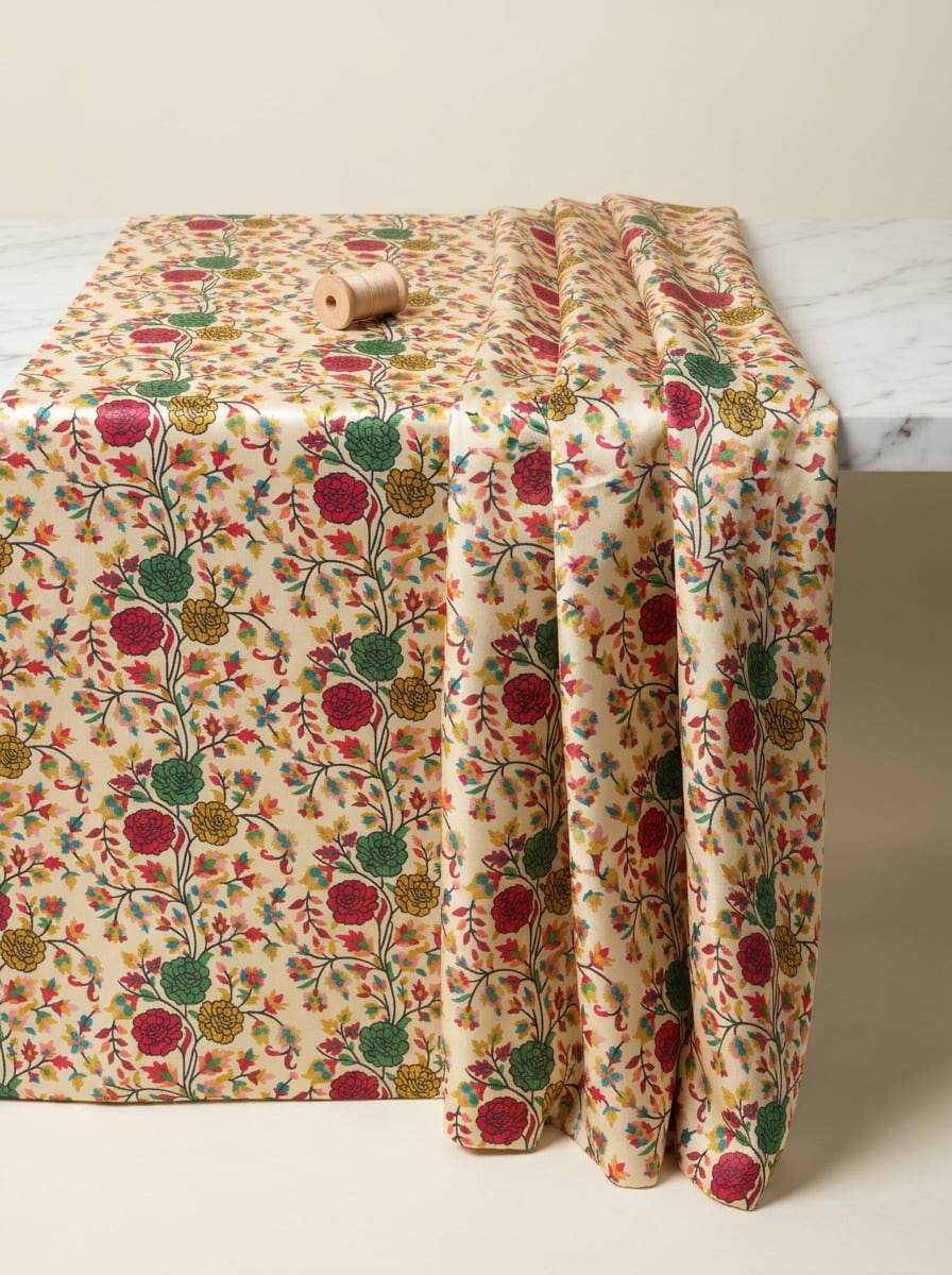 Beige / Cream Neutral Japan Satin Printed Fabric by the Meter — FAB VOGUE Studio