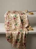 Close-up Texture & Drape of Beige / Cream Neutral Japan Satin Fabric — FAB VOGUE Studio