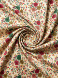 Close-up Texture & Drape of Beige / Cream Neutral Japan Satin Fabric — FAB VOGUE Studio