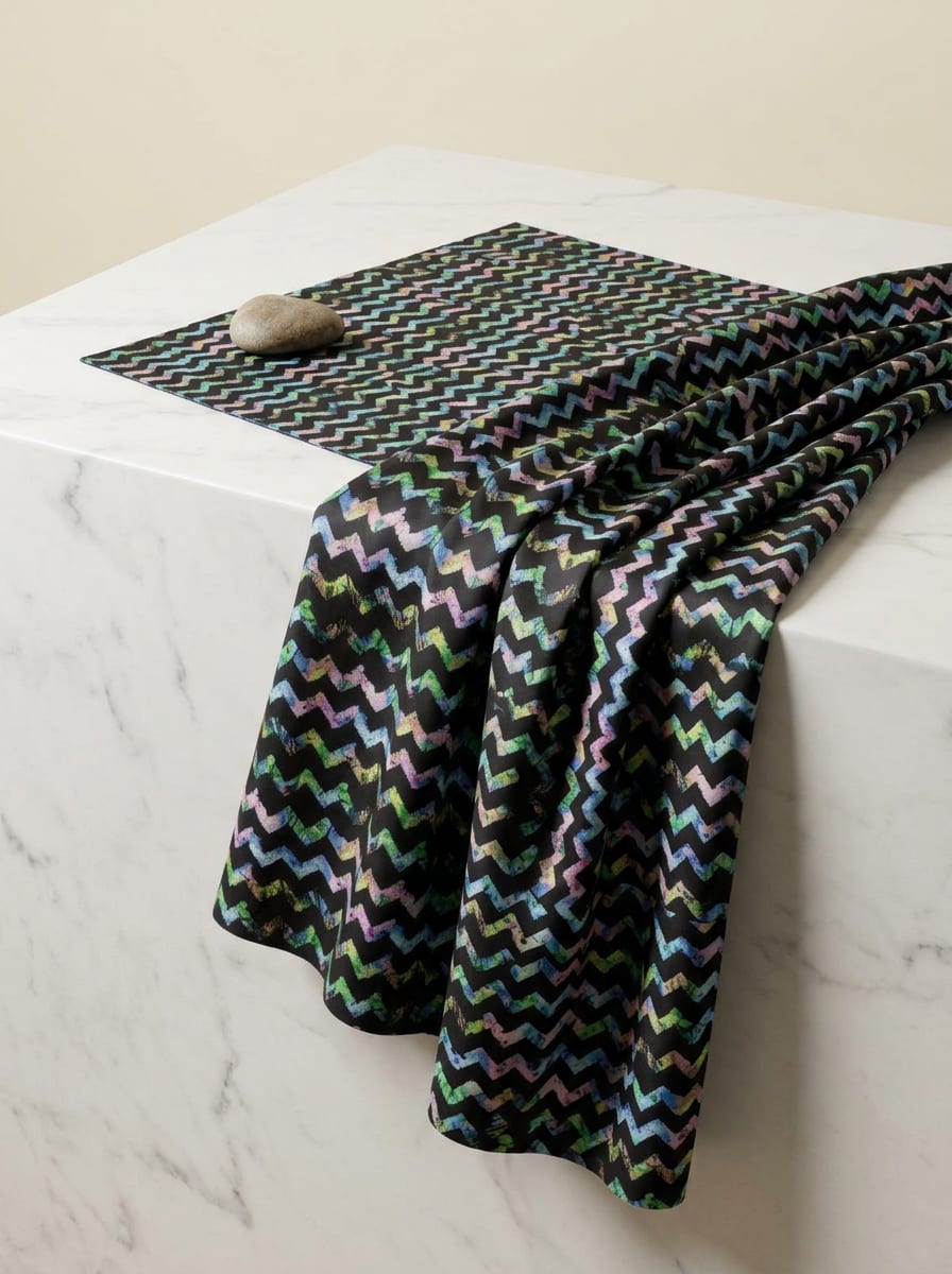 Black / Charcoal Grey Japan Satin Printed Fabric by the Meter — FAB VOGUE Studio