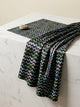 Black Multicolor Chevron Abstract Japan Satin Digital Printed Fabric