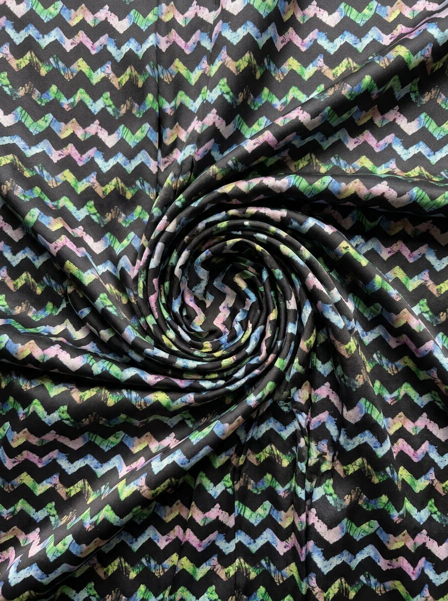 Close-up Texture & Drape of Black / Charcoal Grey Japan Satin Fabric — FAB VOGUE Studio