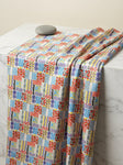 Multicolor Abstract Geometric Patchwork Japan Satin Digital Printed Fabric