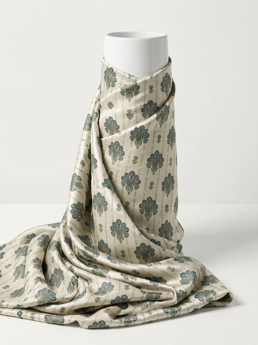 Sage Green Japan Satin Printed Fabric by the Meter — FAB VOGUE Studio