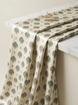 Cream Paisley Striped Ethnic Motif Japan Satin Digital Printed Fabric