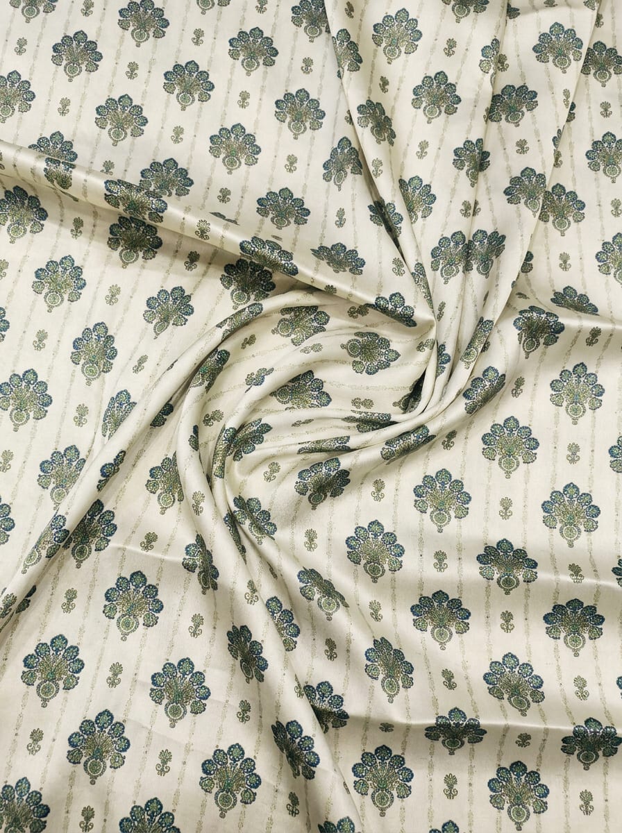 Close-up Texture & Drape of Sage Green Japan Satin Fabric — FAB VOGUE Studio