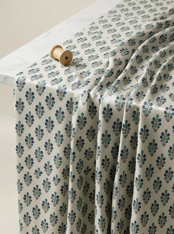 Royal Blue / Indigo Japan Satin Printed Fabric by the Meter — FAB VOGUE Studio