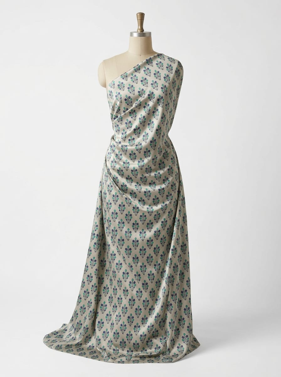 Close-up Texture & Drape of Royal Blue / Indigo Japan Satin Fabric — FAB VOGUE Studio