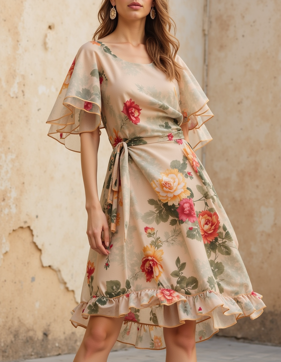 Gorgeous Decorative Floral Organza Printed Fabric Material