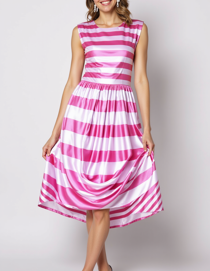 Gorgeous pink striped digital printed fabric from FAB VOGUE Studio