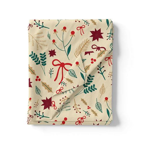 Classy Christmas Cream Red Japan Satin Printed Fabric – 2.2