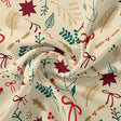 Classy Christmas Cream Red Japan Satin Printed Fabric – 2.3