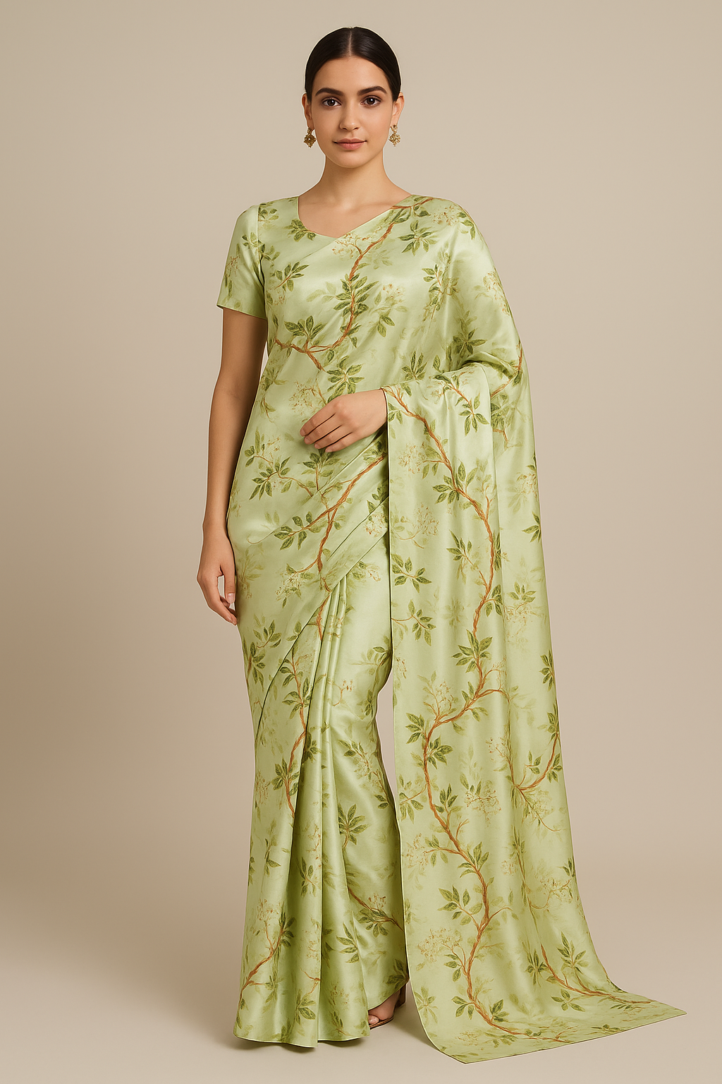 Graceful Floral Design Printed on Japan Satin Fabric