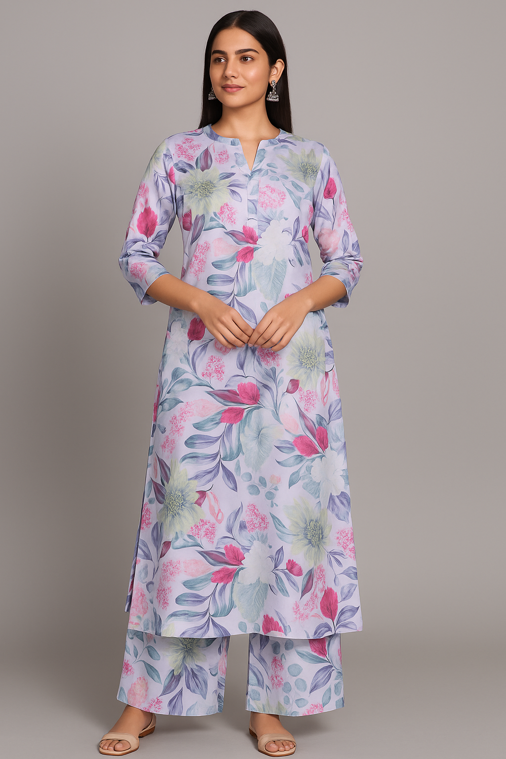 Multicolor Floral Printed Japan Satin Fabric