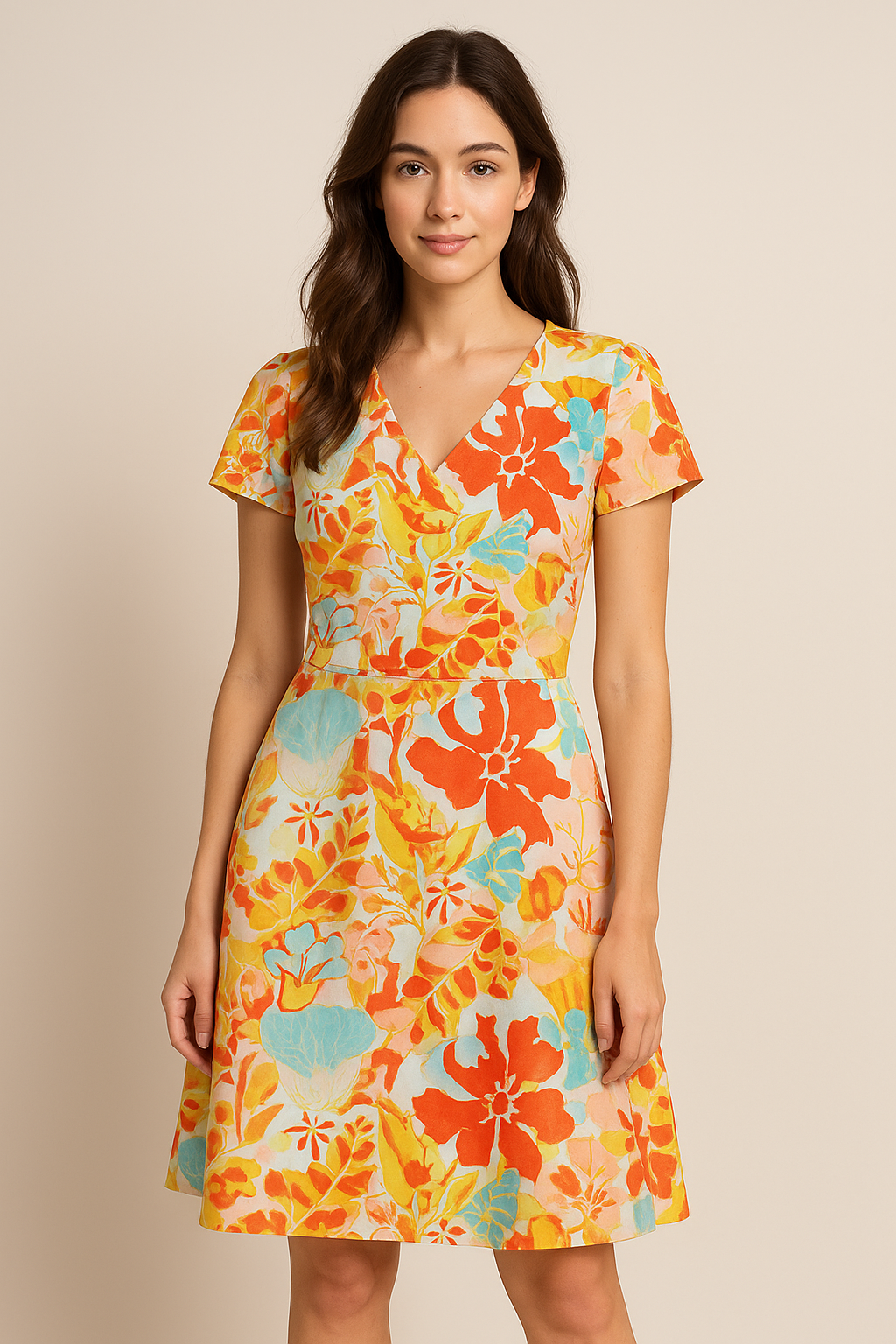 Abstract Floral Print Satin Fabric