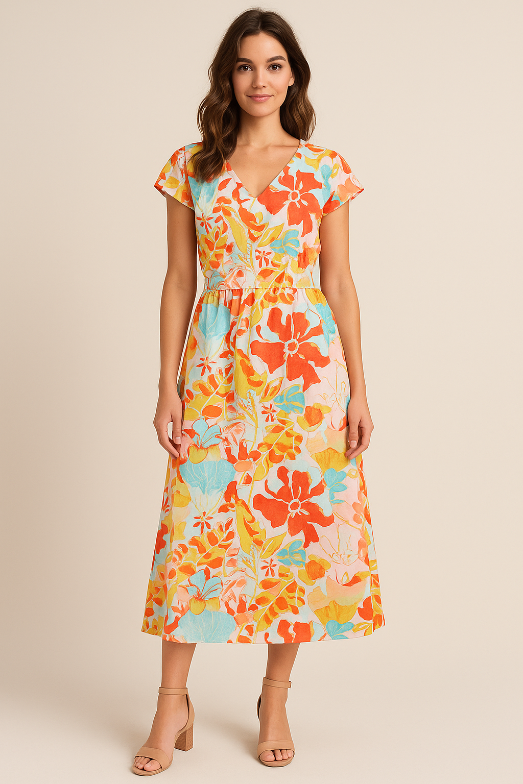 Abstract Floral Print Satin Fabric