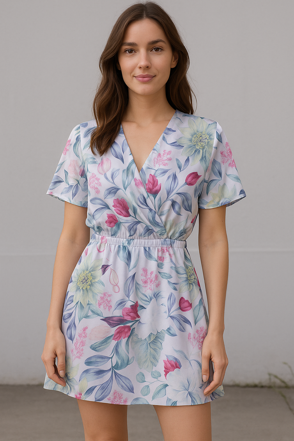 Multicolor Floral Printed Japan Satin Fabric