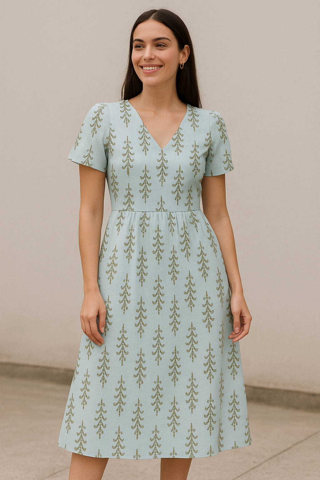 Pine Trees Printed Linen Fabric