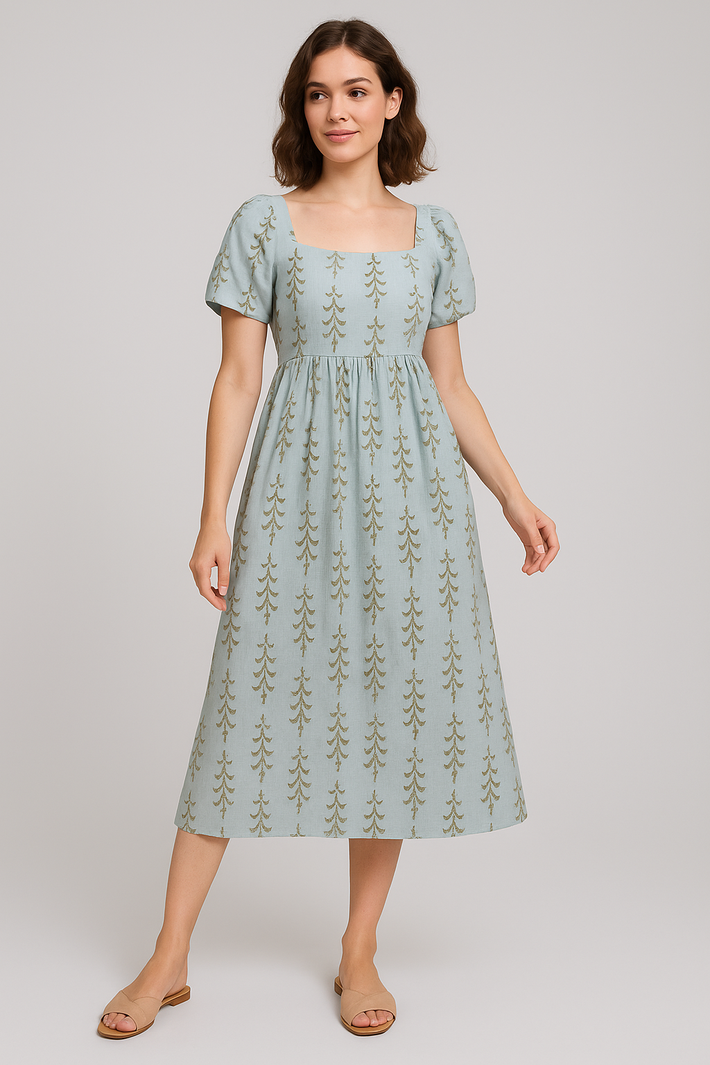 Pine Trees Printed Linen Fabric