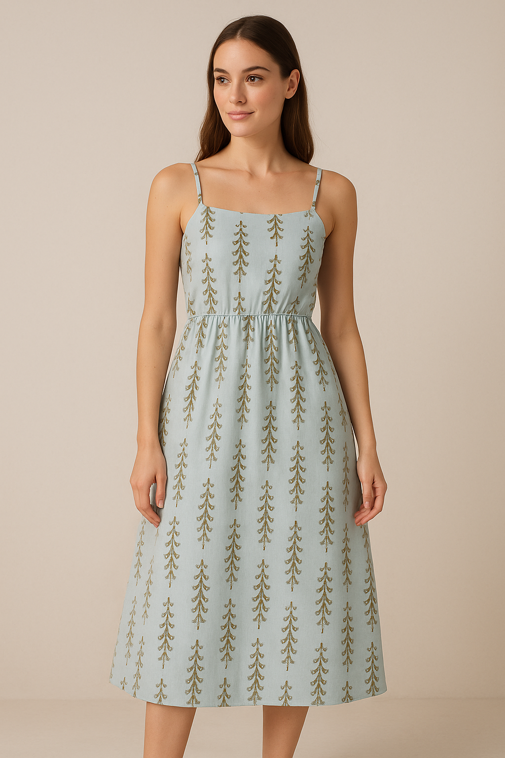 Pine Trees Printed Linen Fabric