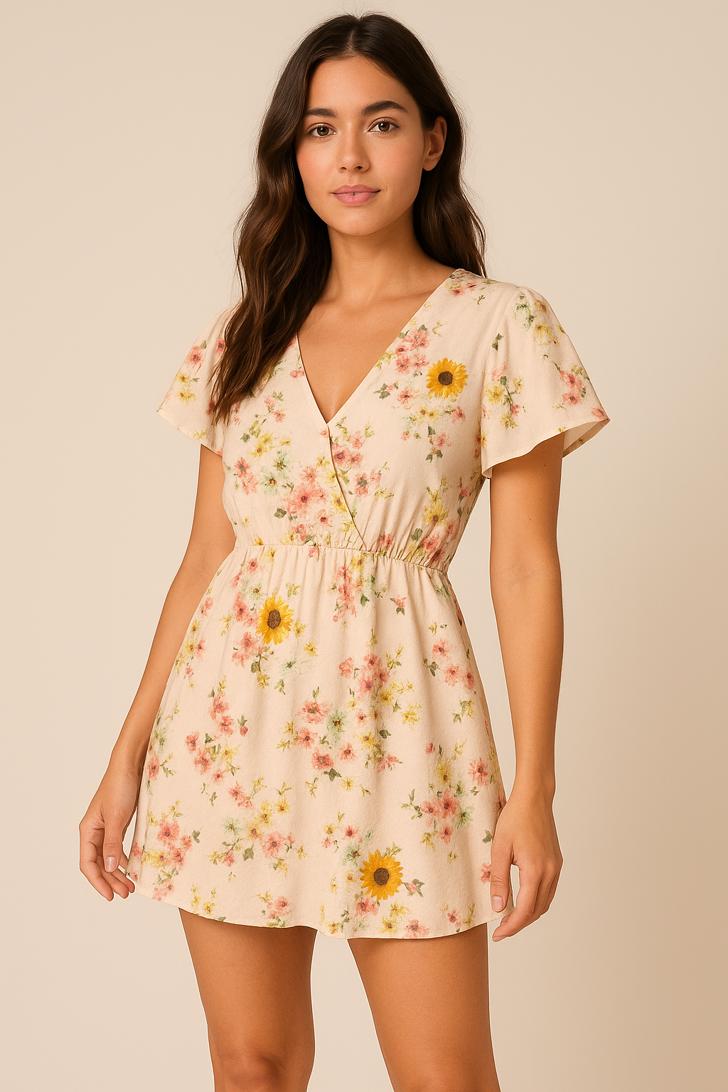 Decorative Multicolour Sunflower Digital Printed Fabric - Weightless