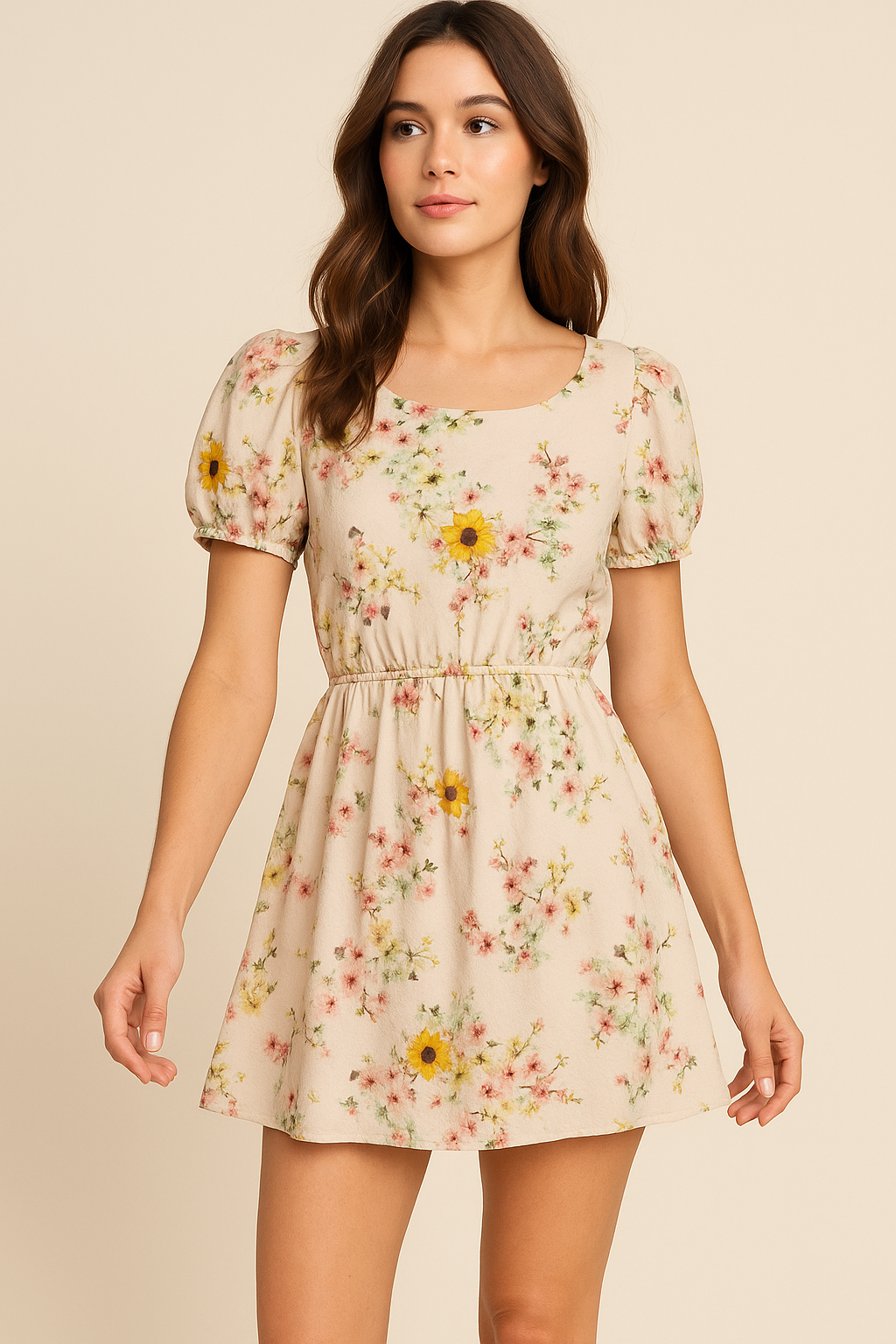 Decorative Multicolour Sunflower Digital Printed Fabric - Weightless