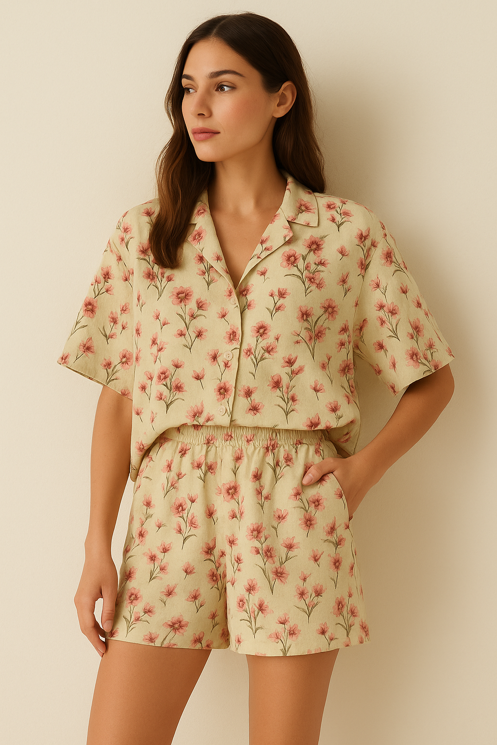 Beautiful Tiny Pink Chintz Digital Printed Fabric - Weightless