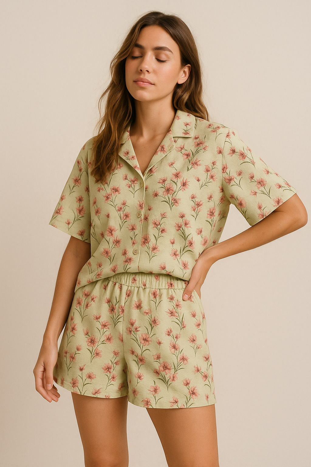 Beautiful Tiny Pink Chintz Digital Printed Fabric - Weightless