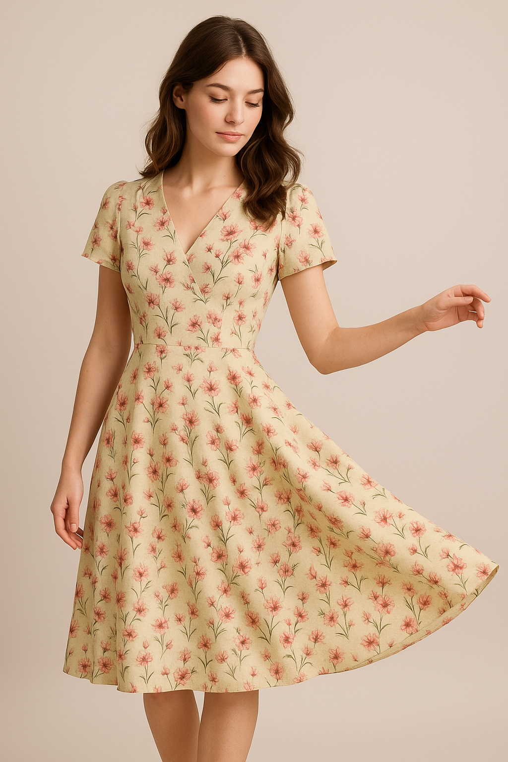 Beautiful Tiny Pink Chintz Digital Printed Fabric - Weightless