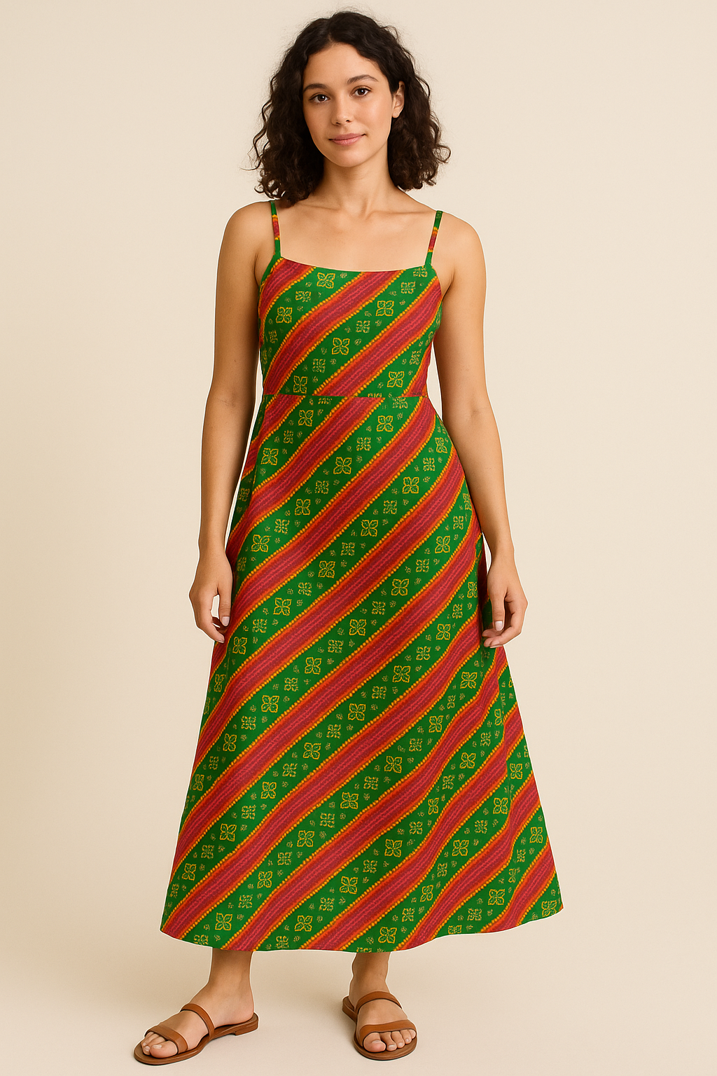 Tiny Yellow With Green Doted Flower Digital Printed Fabric - Weightless