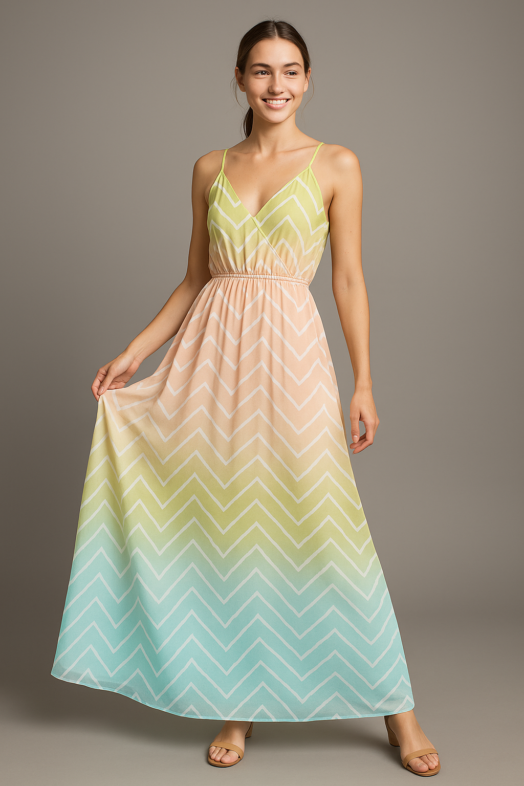 Seamless Multicolours Zigzag Digital Printed Fabric - Weightless