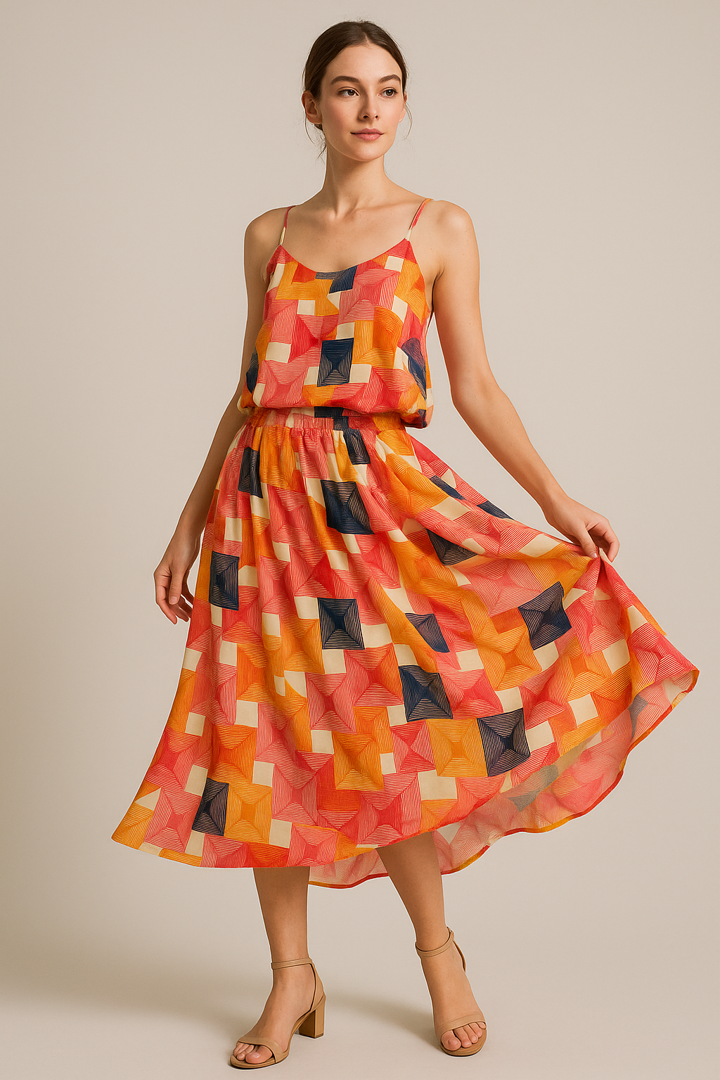 Abstract Squares Digital Printed Fabric