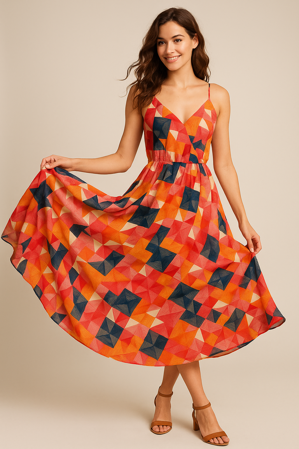 Abstract Squares Digital Printed Fabric