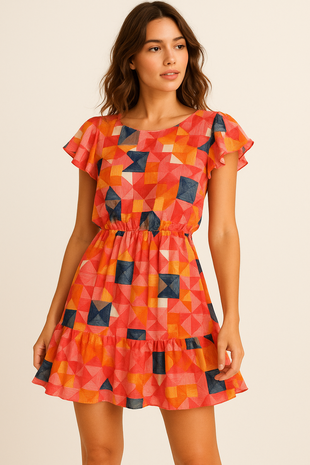 Abstract Squares Digital Printed Fabric