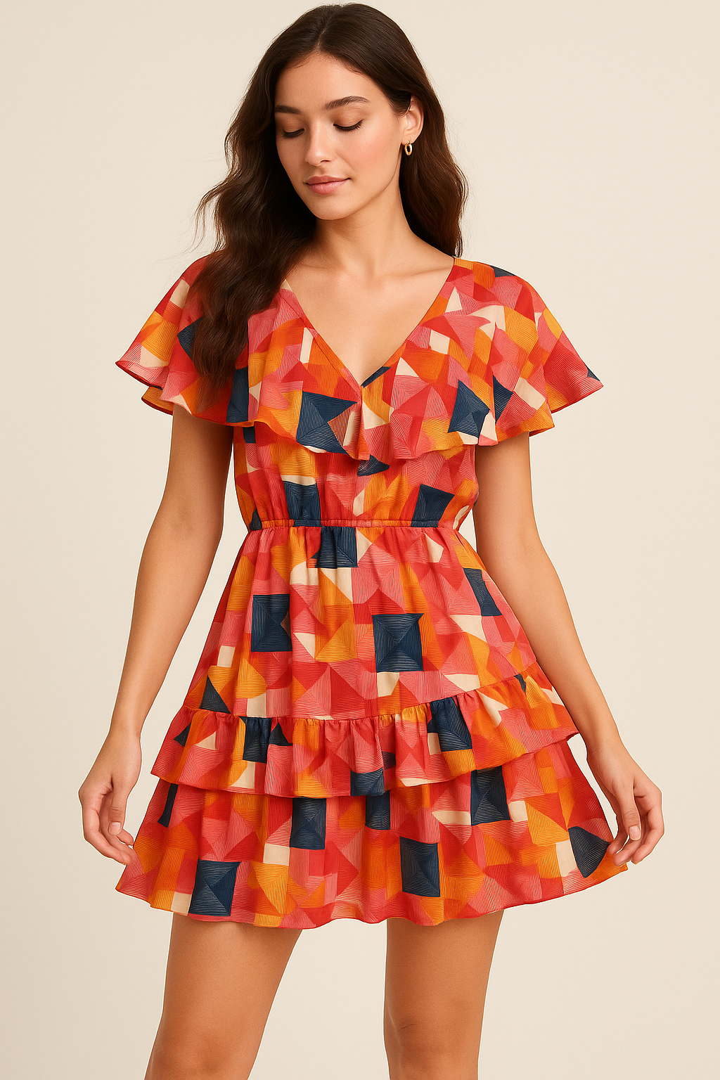 Abstract Squares Digital Printed Fabric