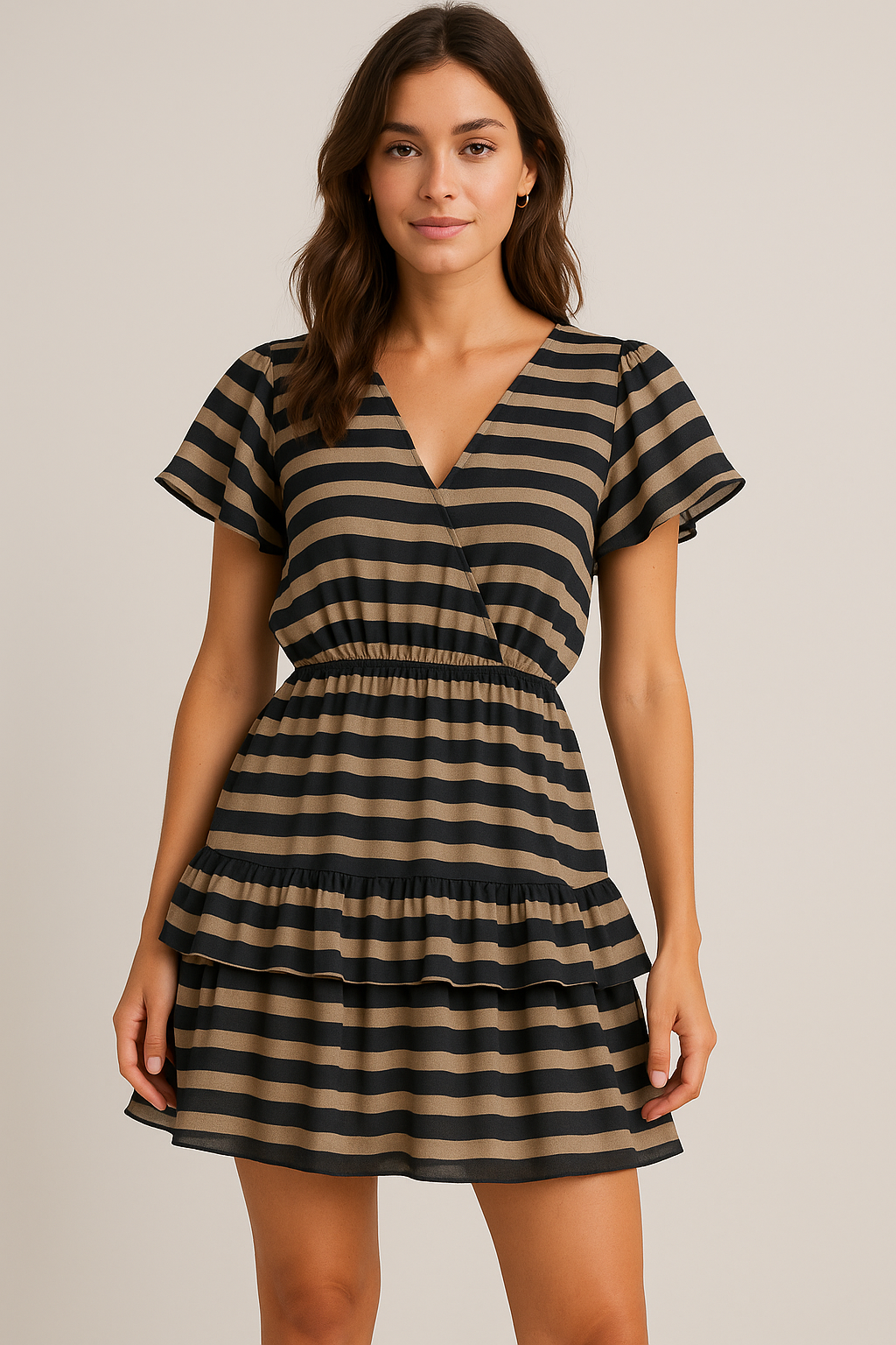 Brown Stripes Digital Printed Fabric - Weightless