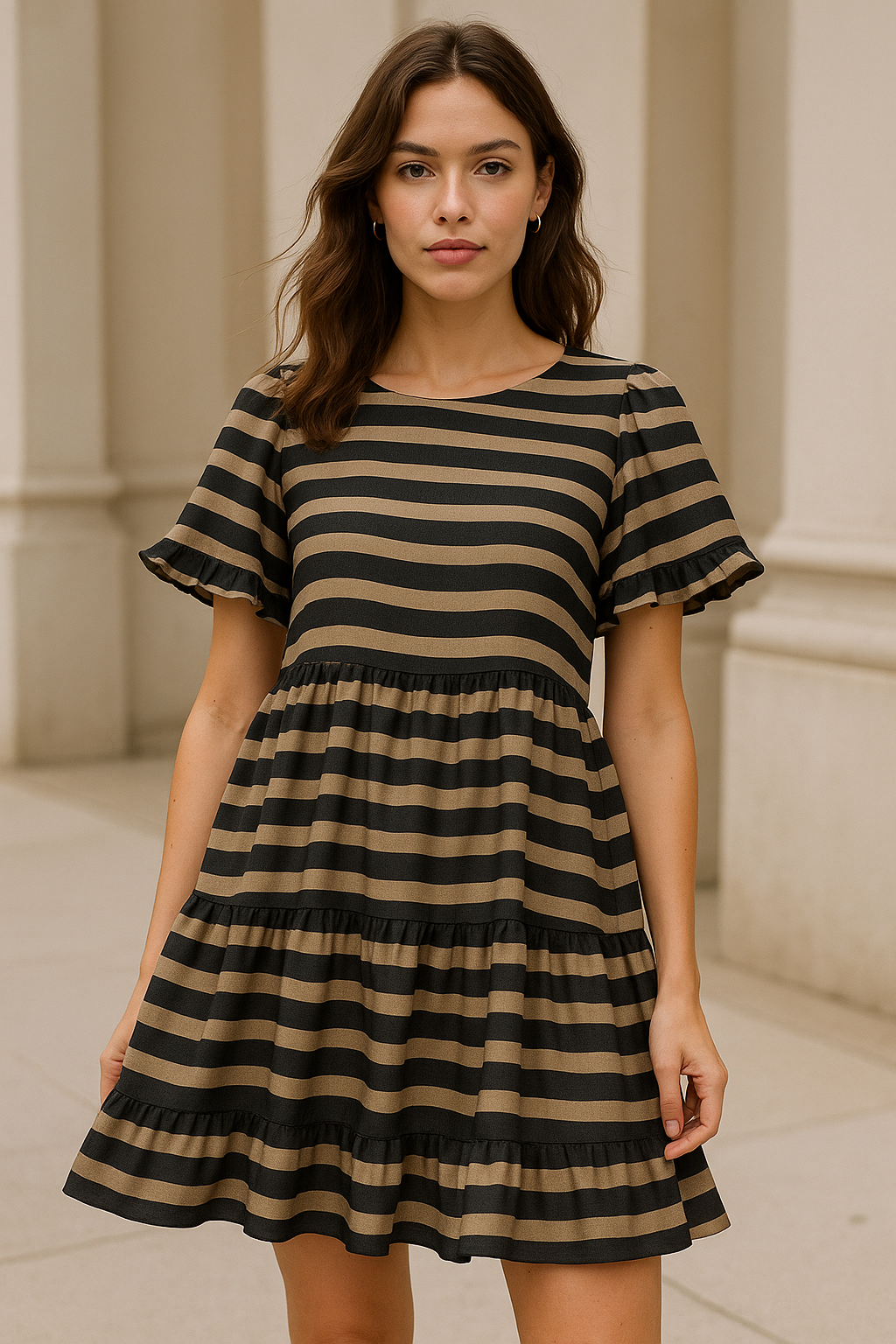 Brown Stripes Digital Printed Fabric - Weightless