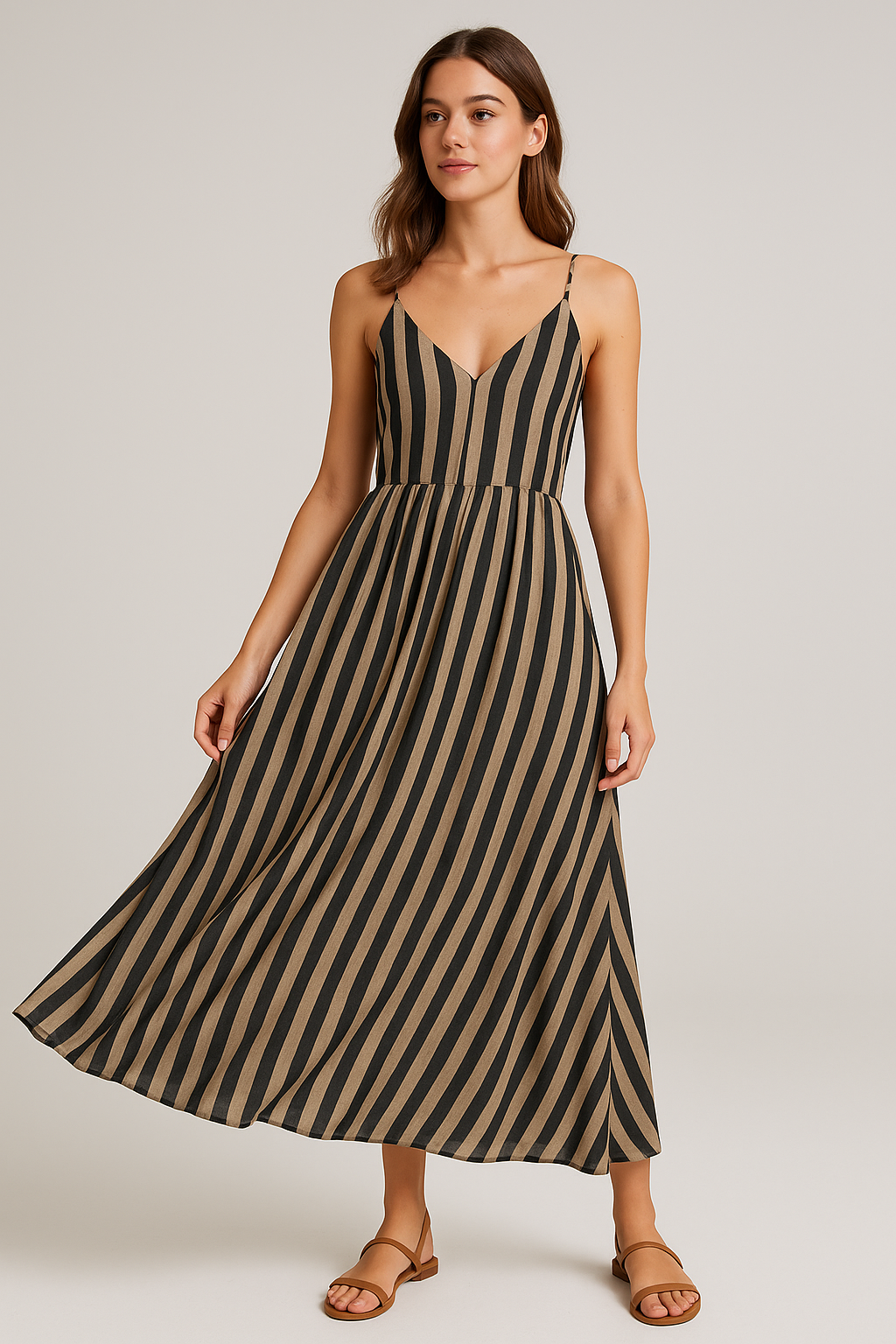 Brown Stripes Digital Printed Fabric - Weightless