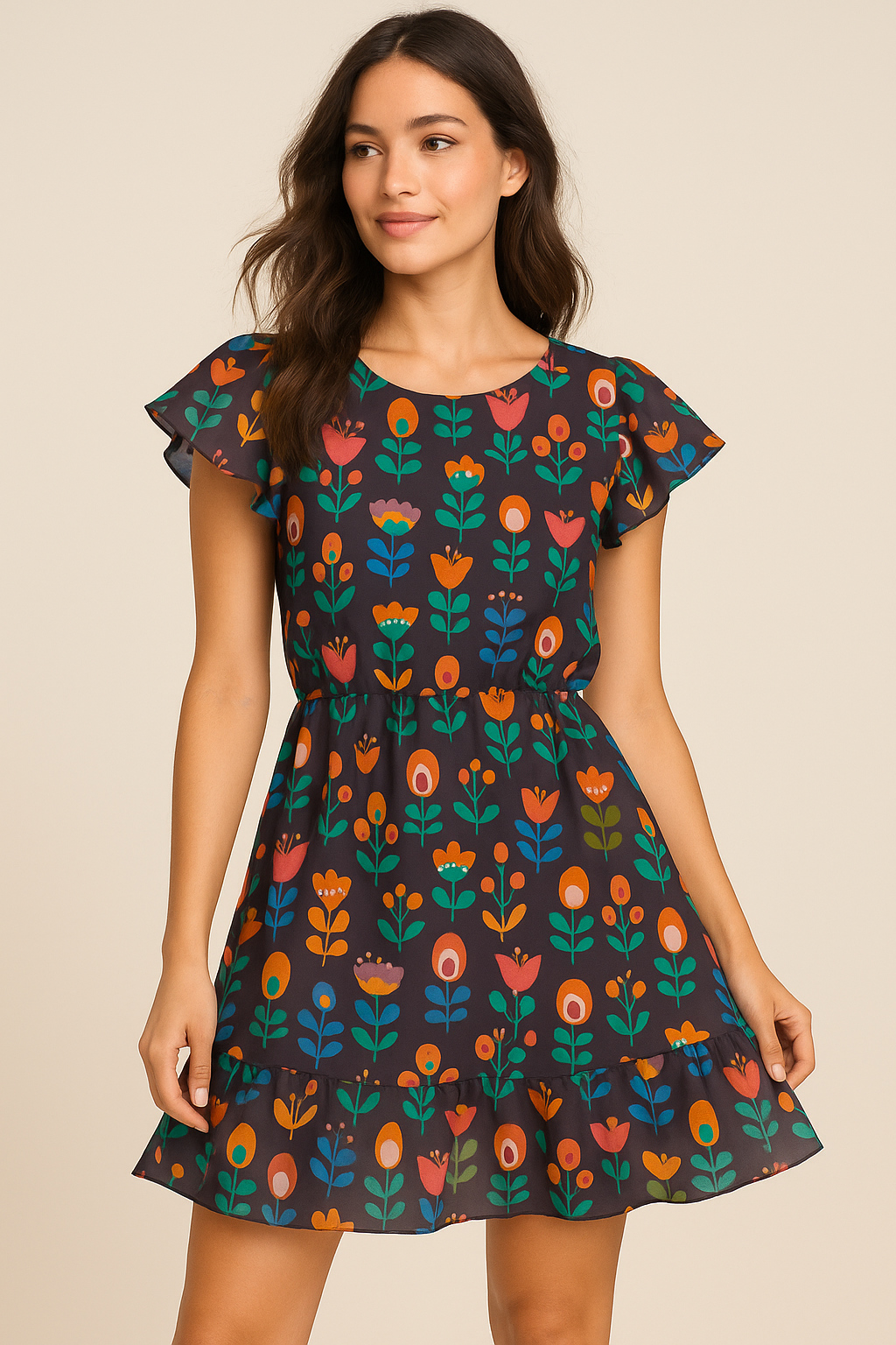 Sketchy Flowers Pattern Digital Printed Fabric - Weightless