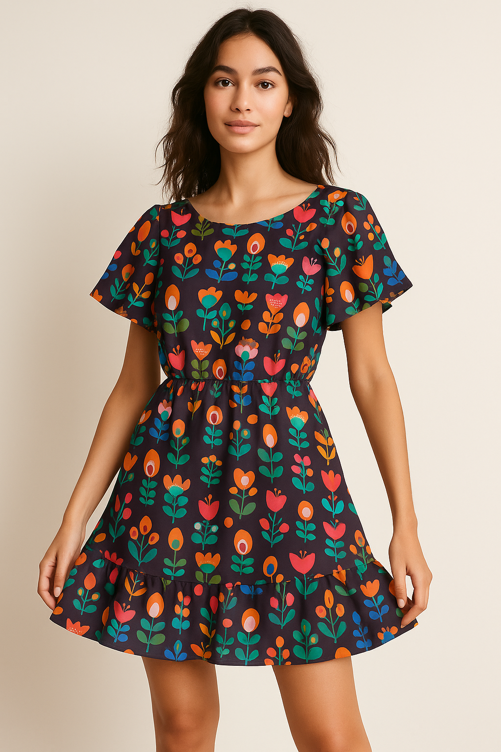 Sketchy Flowers Pattern Digital Printed Fabric - Weightless