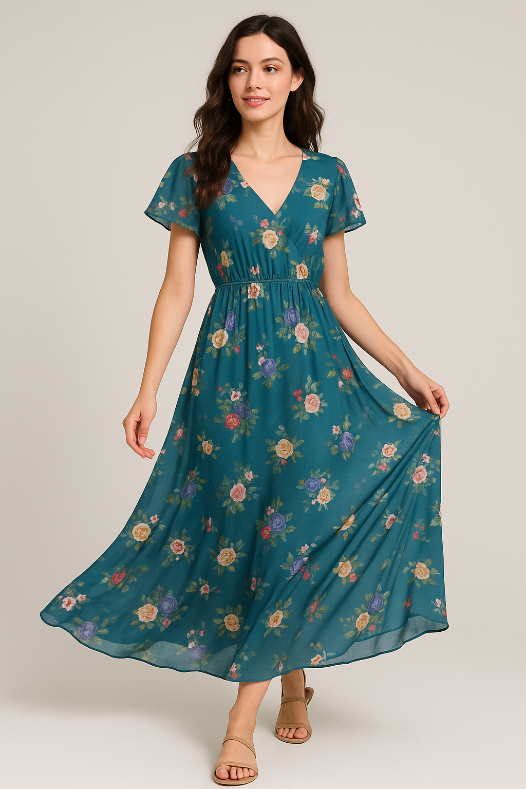 Colourful Flower Bunch Digital Printed Fabric - Weightless