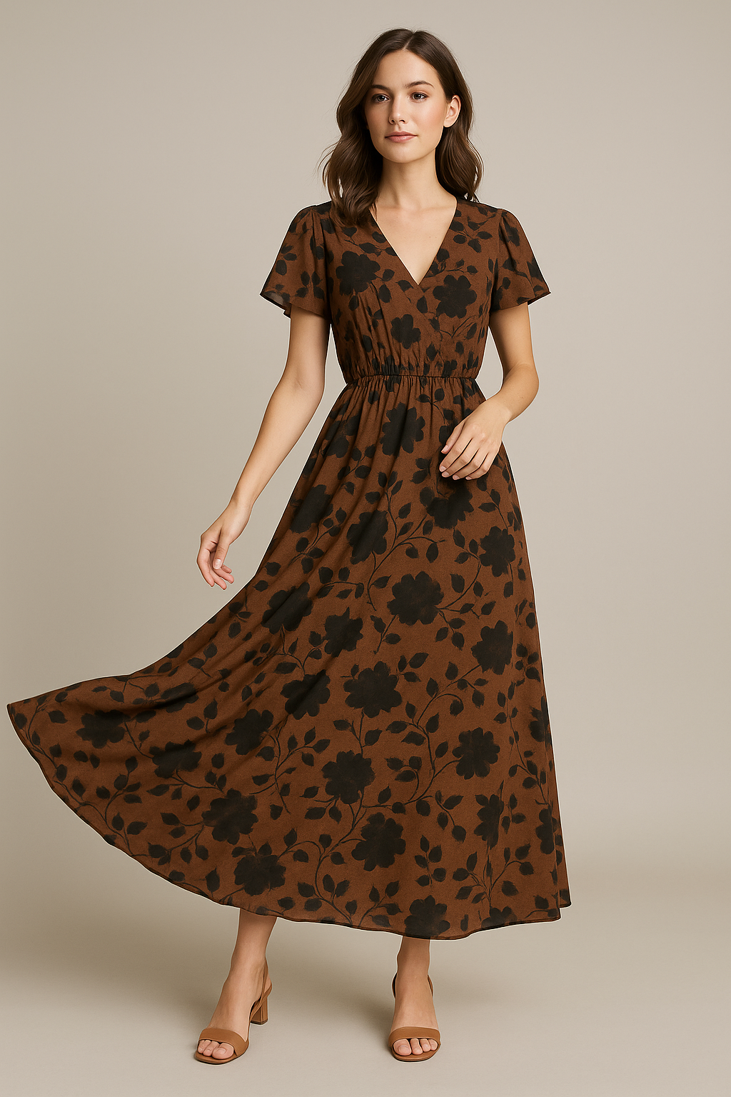 Black And Rustic Look Flower Digital Printed Fabric - Weightless