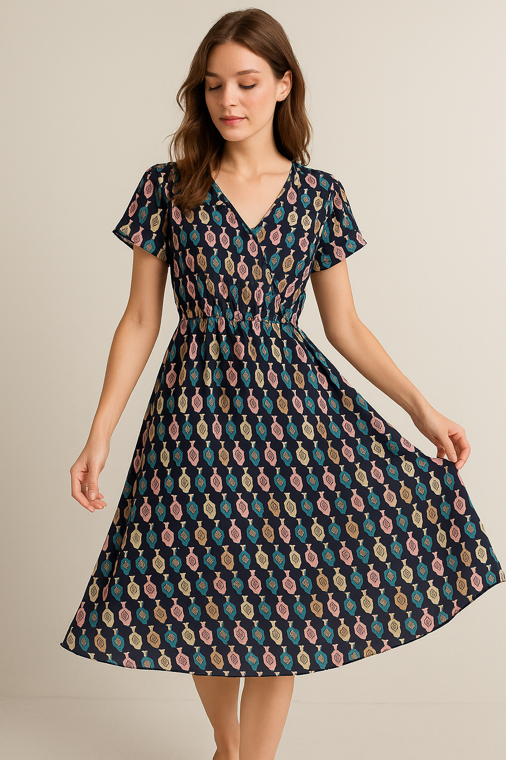 Stylized Leaf Motif Allover Digital Printed Fabric - Weightless