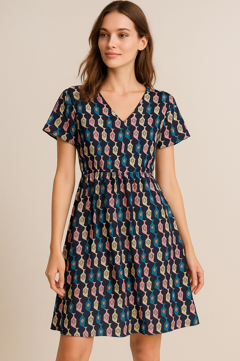 Stylized Leaf Motif Allover Digital Printed Fabric - Weightless