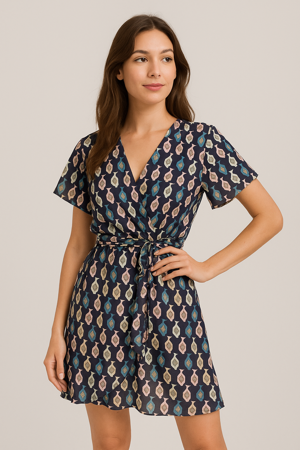 Stylized Leaf Motif Allover Digital Printed Fabric - Weightless