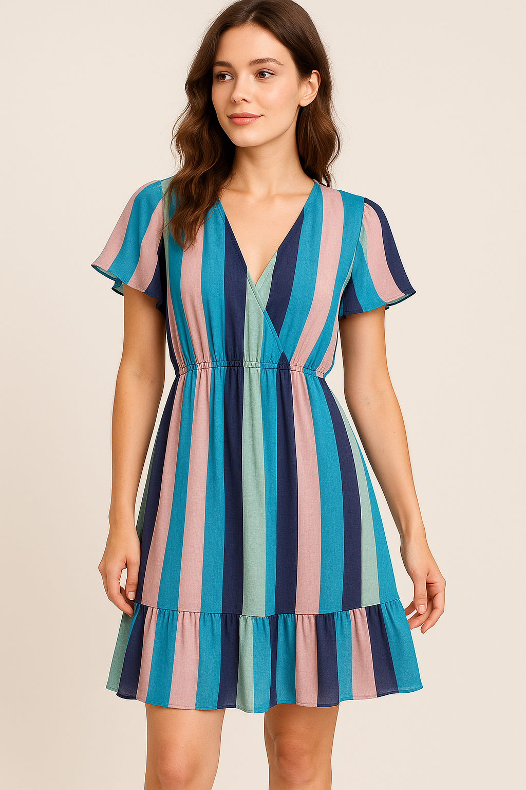 Subtle Colour Stripes Digital Printed Fabric - Weightless