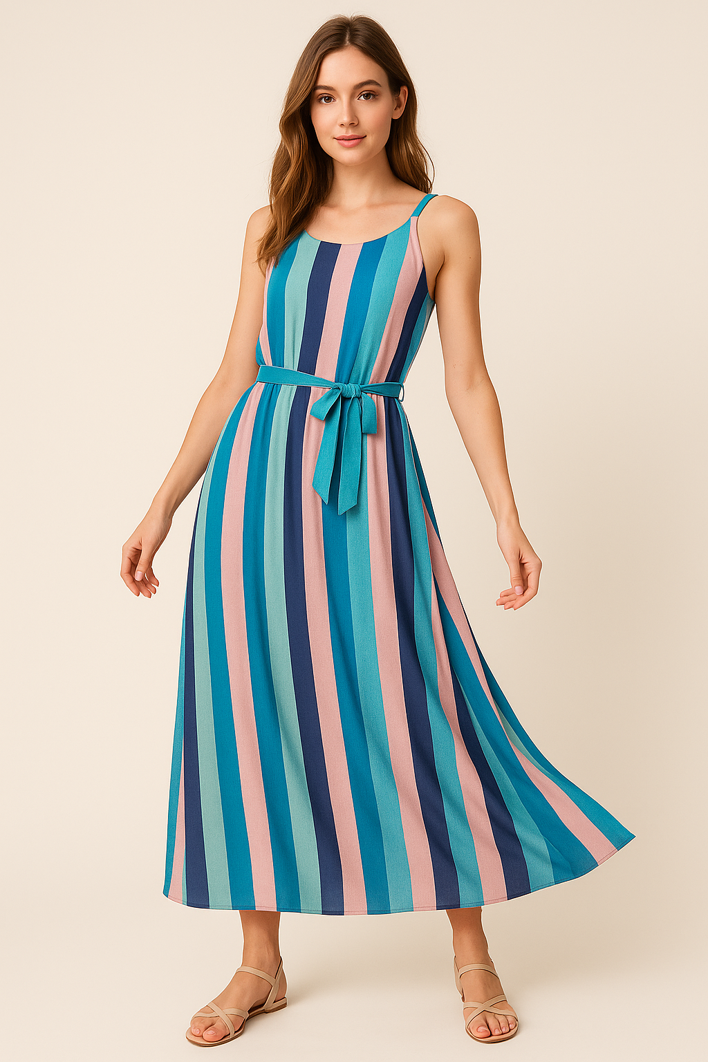 Subtle Colour Stripes Digital Printed Fabric - Weightless