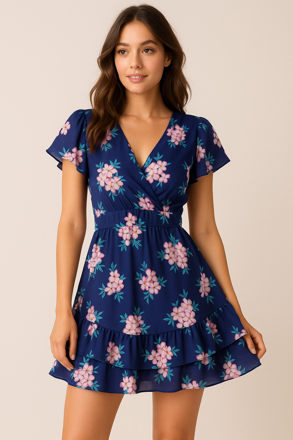 Violet Flower Bunch Digital Printed Fabric - Weightless